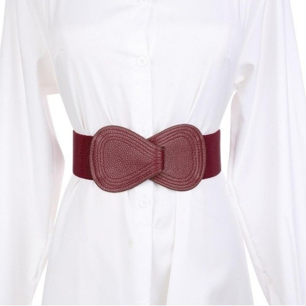 Stretch Waist Interlock Belt OS Dark Red 80s Inspired
